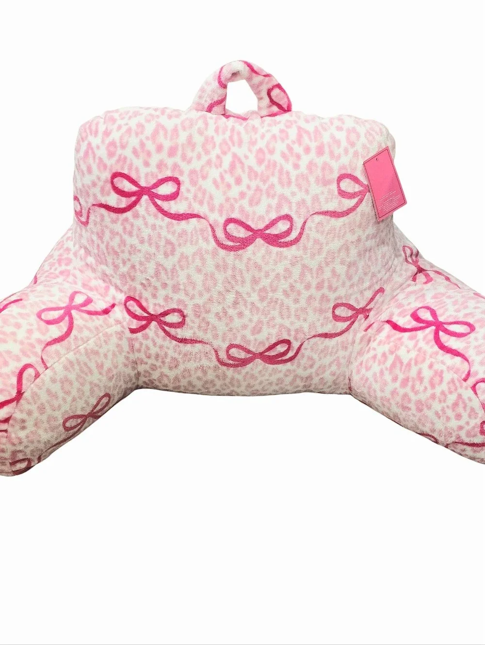 Juicy Couture Home Leopord Print & Bows Plush Bed Rest Pillow w/Cell Holder